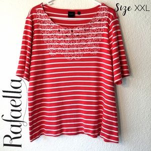 Rafaella Size 2X Hot Pink/White Stripe Top